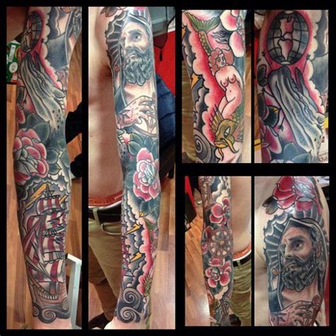 Old School Sleeve Tattoo By Mikael De Poissy