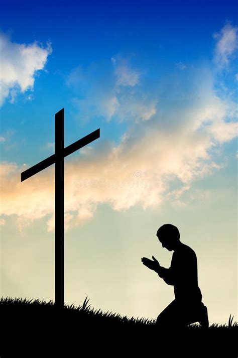 Man Praying Under The Cross Stock Illustration Illustration Of Friday