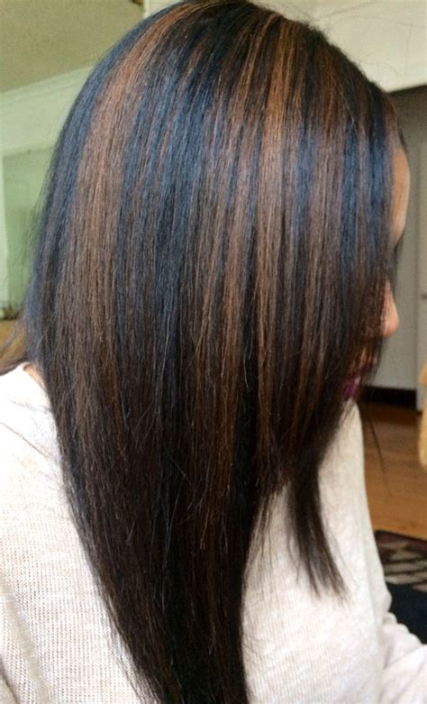 No longer must we simply settle for the natural colors we were born and the following images of black hair with highlights are perfect examples of just how far the. Black hair with caramel highlights | BEAUTY PRODUCTS ...