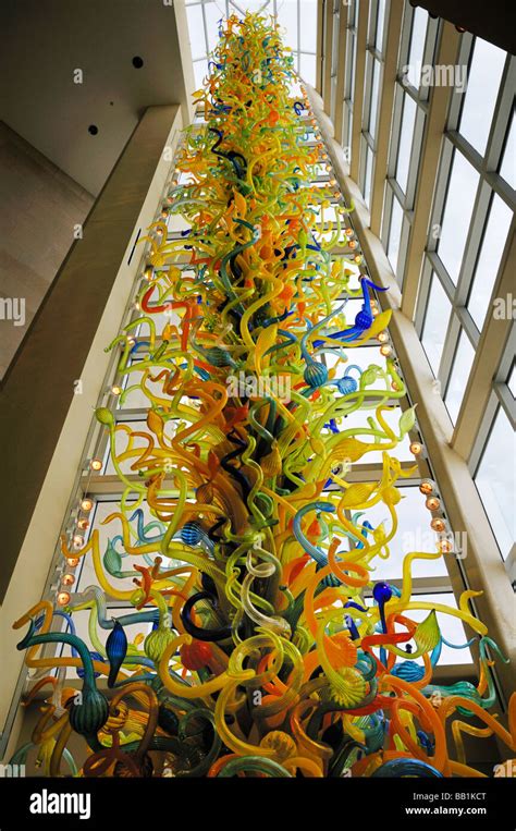Glass Tower By Dale Chihuly At The Oklahoma City Museum Of Art Stock