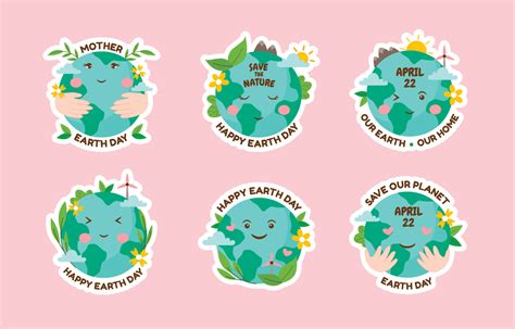 Cute Earth Day Sticker Vector Art At Vecteezy