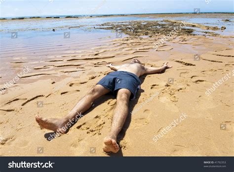Man Sunbathing Tropical Beach Stock Photo Shutterstock