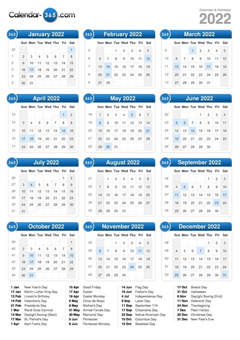 2022 Free Printable Us Calendars Horizontal Printable Calendars Free