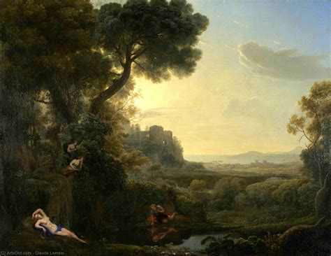 Paintings Reproductions Landscape With Narcissus And Echo By Claude