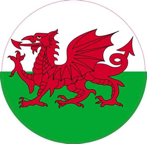 4in X 4in Circle Wales Flag Sticker Vinyl Vehicle Flags Decal Stickers