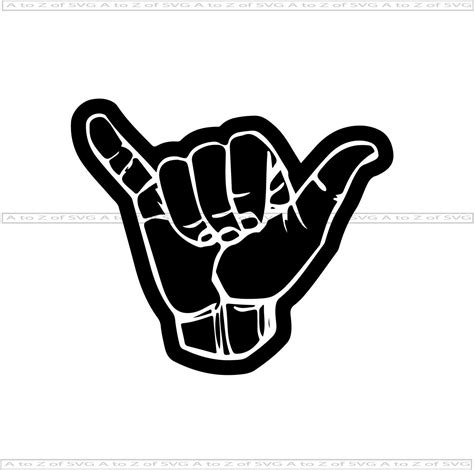 Hang Ten Surfing Hand Sign Detailed Silhouette Outline Svg Etsy