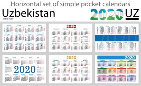 Set Of Calendars 2020 2021 2022 Years Simple Design Template