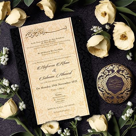 Black Royal Muslim Wedding Card Diamond Wedding Cards