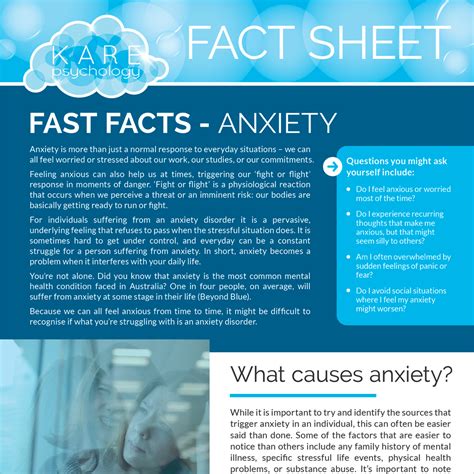 Anxiety Fact Sheet Kare Psychology