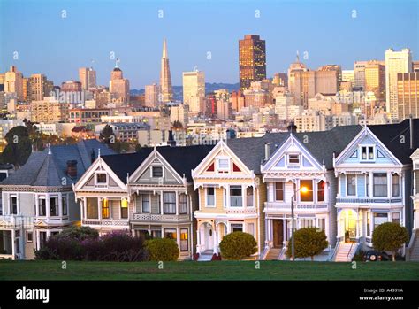 San Francisco City Skyline Cityscape Victorian Postcard Row