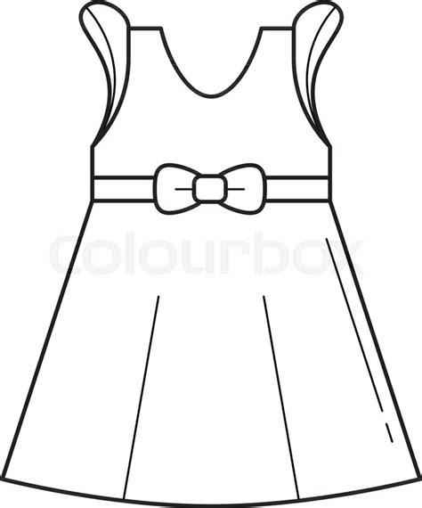Little Girl Dress Vector Line Icon Stock Vector Colourbox