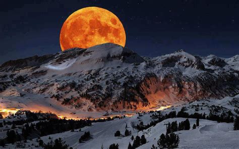 Moon Over Snowy Mountains Tumblr Pics