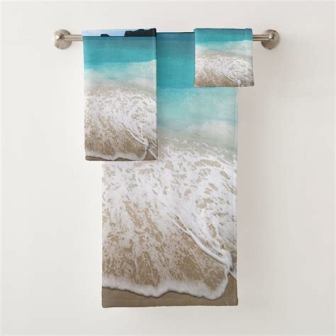 Tranquil Sea Beach Themed Bath Towel Set Size Bathroom Towel Set