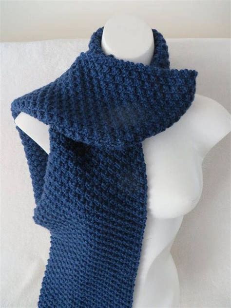 Aug 25, 2021 · my scarf sample was knit in cascade 128 superwash merino wool. Denim Blue Knit Scarf Textured Knit Dark Blue Scarf | Etsy ...