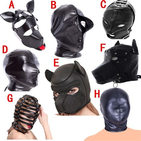 Soft Pu Leather Full Hood Mask Blindfold Head Restraints Harness Mask Bdsm Bondage Gimp