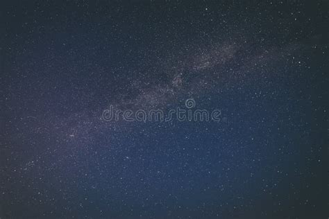 Colorful Milky Way Galaxy Seen In Night Sky Over Trees Vintage Stock