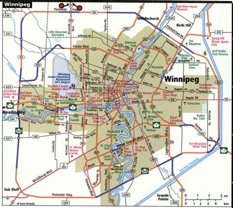 Winnipeg City Road Map For Truck Drivers Toll Free Highways Usa