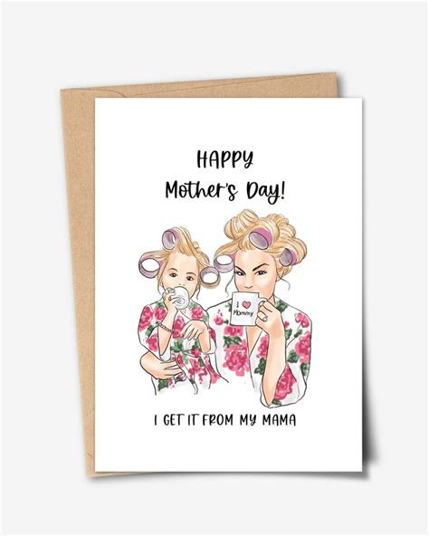 Printable Card Like Mother Like Daughter Mothers Day Etsy Printable Cards Birthday Cards