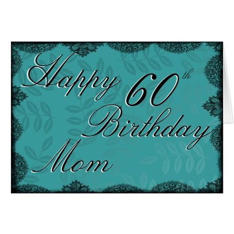 60th Happy Birthday Card Teal Vintage Lace Zazzle