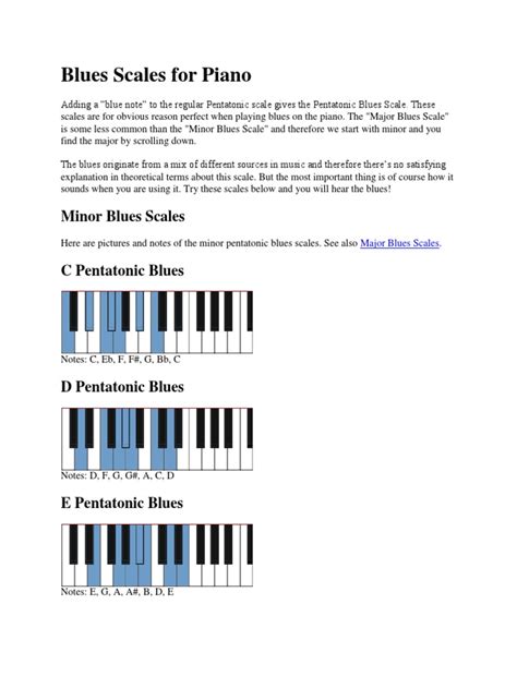 Blues Scales For Piano Pdf Scale Music Chord Music