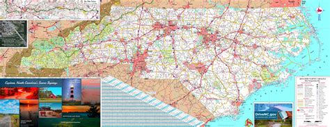 Large Detailed Tourist Map Of North Carolina With Cities And Towns
