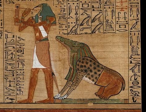 Ammit And Thoth Await The Judgement Of A Soul Ancient Egyptian Artifacts Ancient Egypt Gods