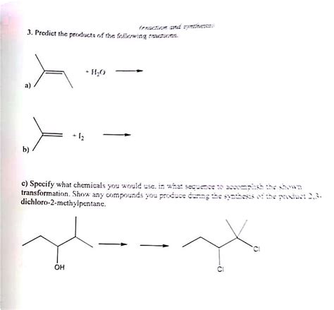 Solved Predict The Products Of The Following Reactions