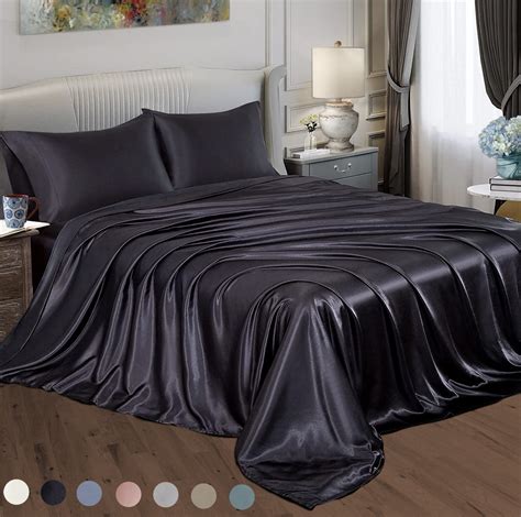 Piece Satin Fitted Sheet Only Classic Luxury Silky Soft Bed Sheets