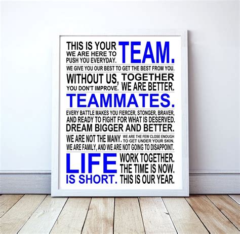 Winning Takes Teamwork Motivational Manifesto Poster Print