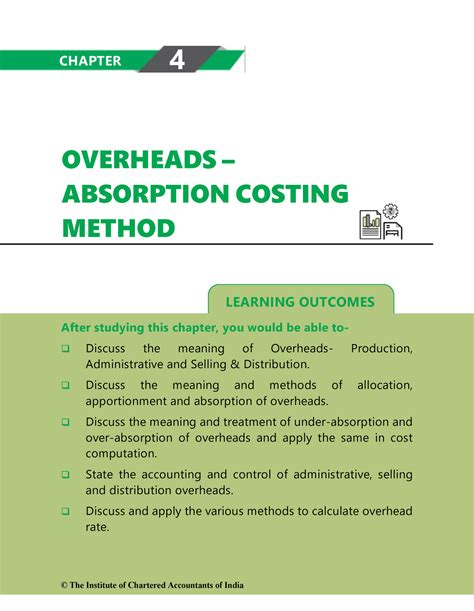 Notes On Overheads In Cost Accounting Learning Outcomes Overheads