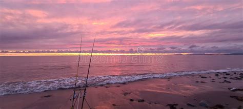 Beautiful Pink Twilight And Sunset Were Seen On The Horizon Of The