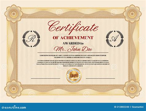Certificado De Logro O Diploma De Reconocimiento Ilustración Del Vector