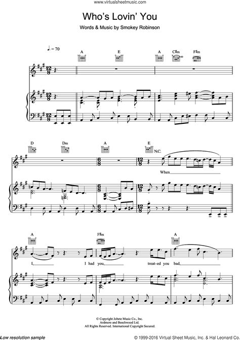 Whos Lovin You Sheet Music For Voice Piano Or Guitar V2