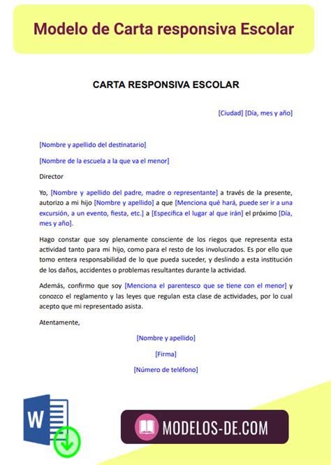 Formato De Carta Responsiva Escolar Para Descargar Word Vrogue The