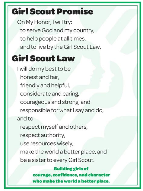 85 X 11 Girl Scout Promise And Law Printable Etsy Girl Scout Promise