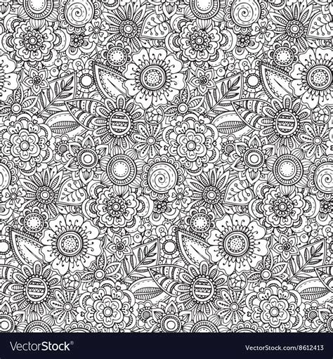 Seamless Floral Pattern With Hand Drawn Fancy Vector Image