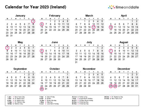 Printable Calendar 2023 For Ireland Pdf