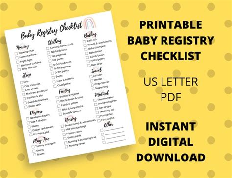 Printable Baby Registry Checklist Newborn Essentials Etsy