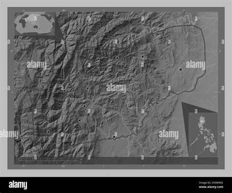 Ifugao Province Of Philippines Grayscale Elevation Map With Lakes And