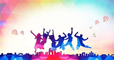 Colorful Background Youth Jumps Easy Drawings For Kids Colorful