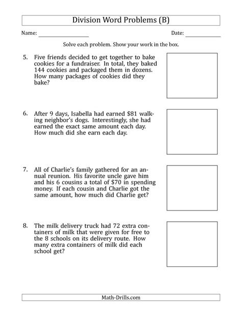 Multiplication And Division Word Problems Worksheets 6th Grade