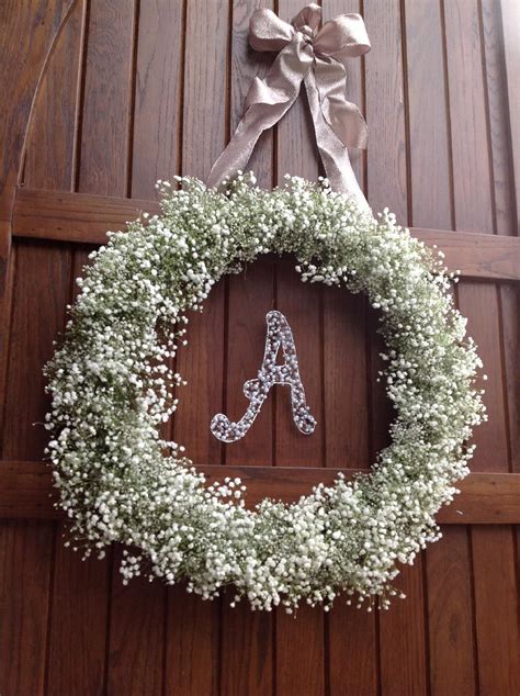 Wreath Babies Breath Wreath With Handmade Initials Amanda S Wedding