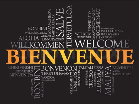 Bienvenue Welcome In French Word Cloud Stock Vector Colourbox