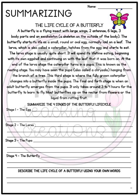 Summary Worksheets For 3rd Grade