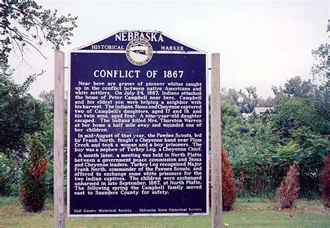 Nebraska Historical Marker Conflict Of 1867 E Nebraska History