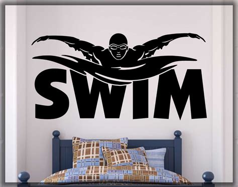 Swim Wall Decal Swimming Pool Home Art Decal Swimmer Decal Etsy