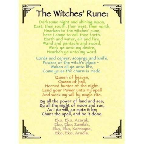 The Witches Rune Pagan Poster Spells Witchcraft Book Of Shadows