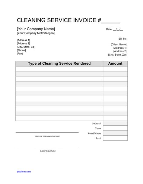 Cleaning Company Invoice Template Doctemplates