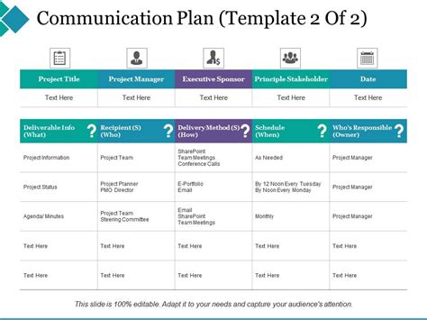 Communication Plan Principle Stakeholder Project Manager Powerpoint