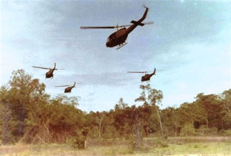 Hueys Heading Home After Insertion Of Troops From The B Company 1st